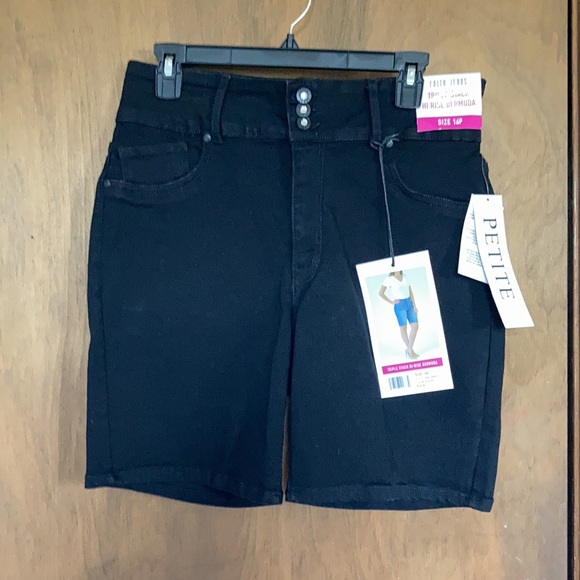 Faith Jeans high rise Bermuda jean denim short bling button 16 P - Picture 3 of 16
